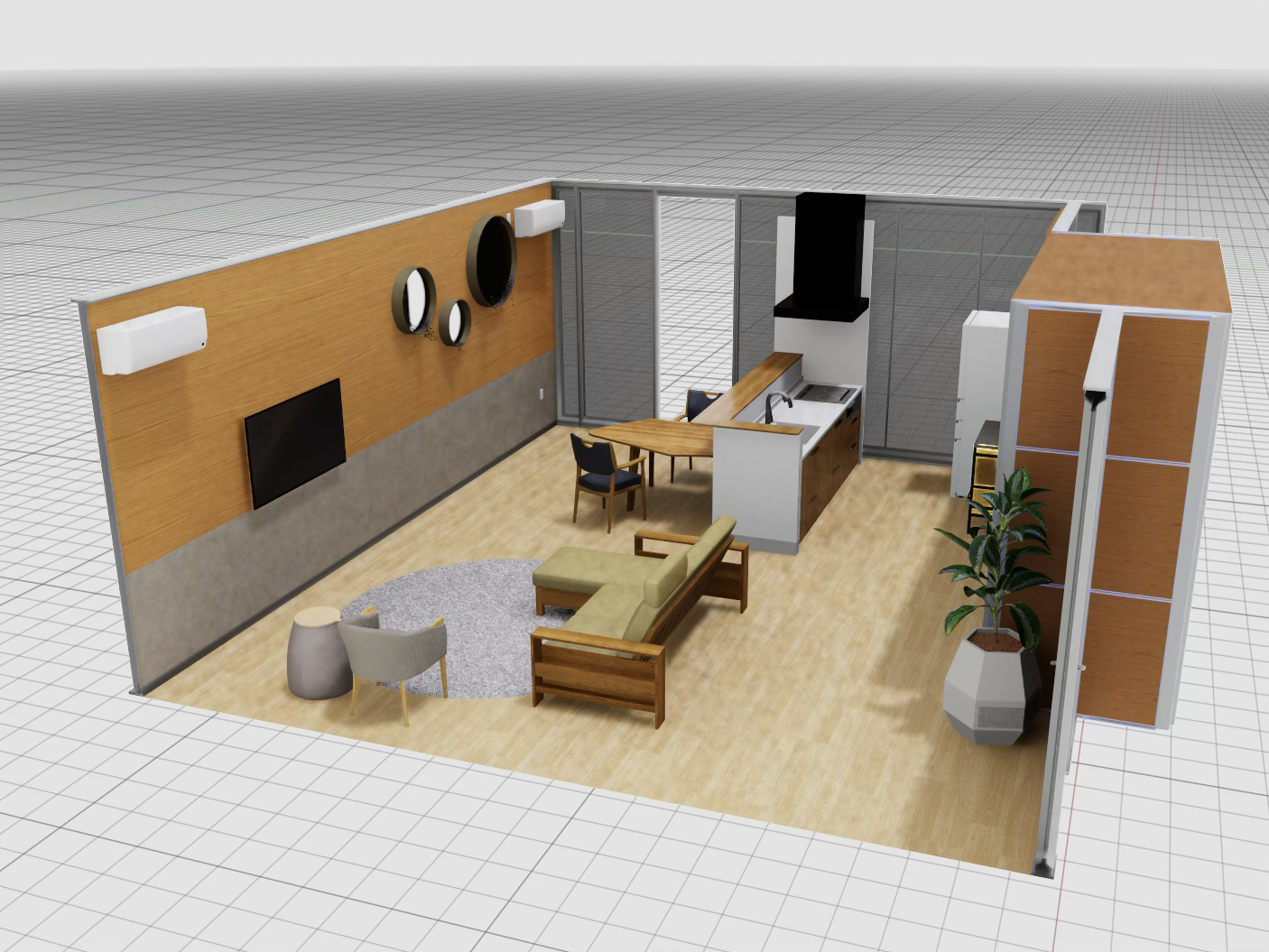 サイバーリビングラボ、リビングルームを俯瞰した3DCG