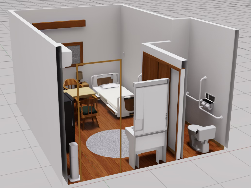 サイバーリビングラボ、サービス付き高齢者向け住宅を俯瞰した3DCG